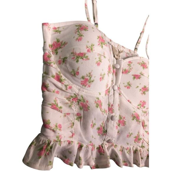 Sim & Sam Floral Pink and White Crop Top - Picture 7 of 12